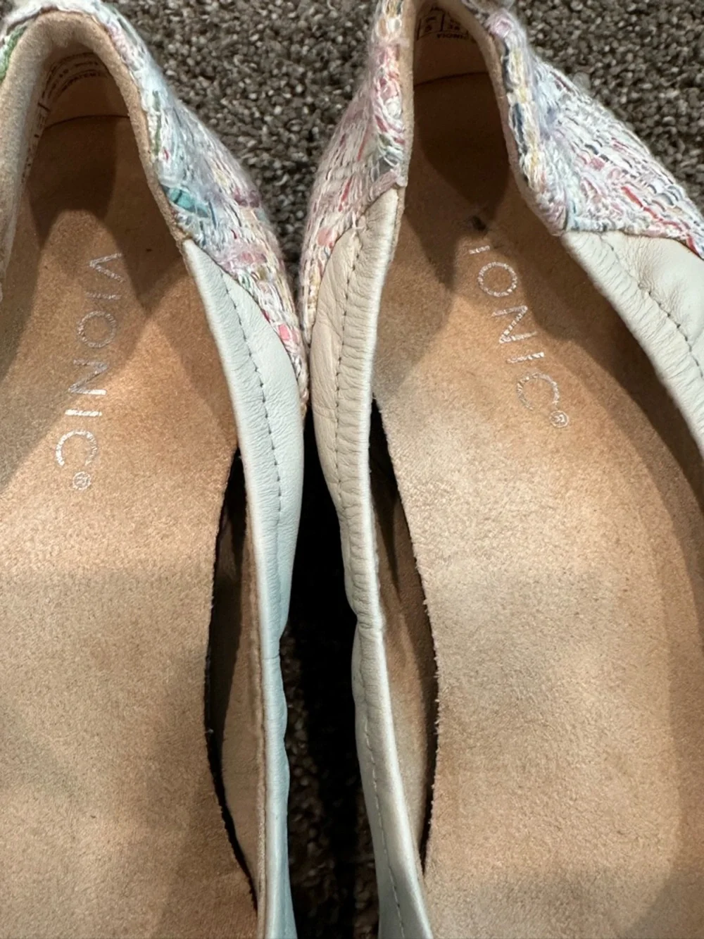 NWOB Vionic Jacey Leather Wedge Flats Cream Multi Tweed Back Accent Size 7 - Picture 5 of 6